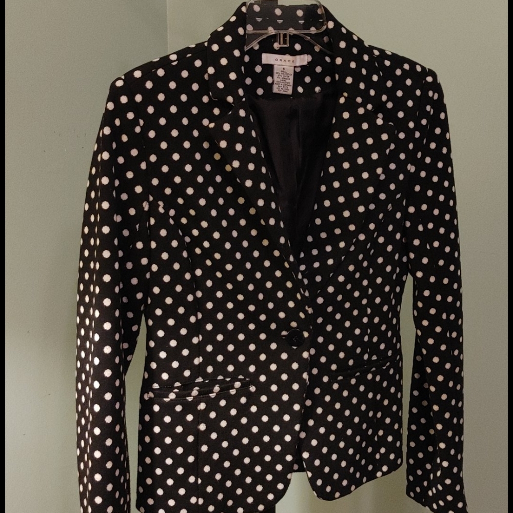 GRACE Black and White Blazer Jacket